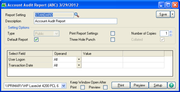 Sage 100 Audit Report