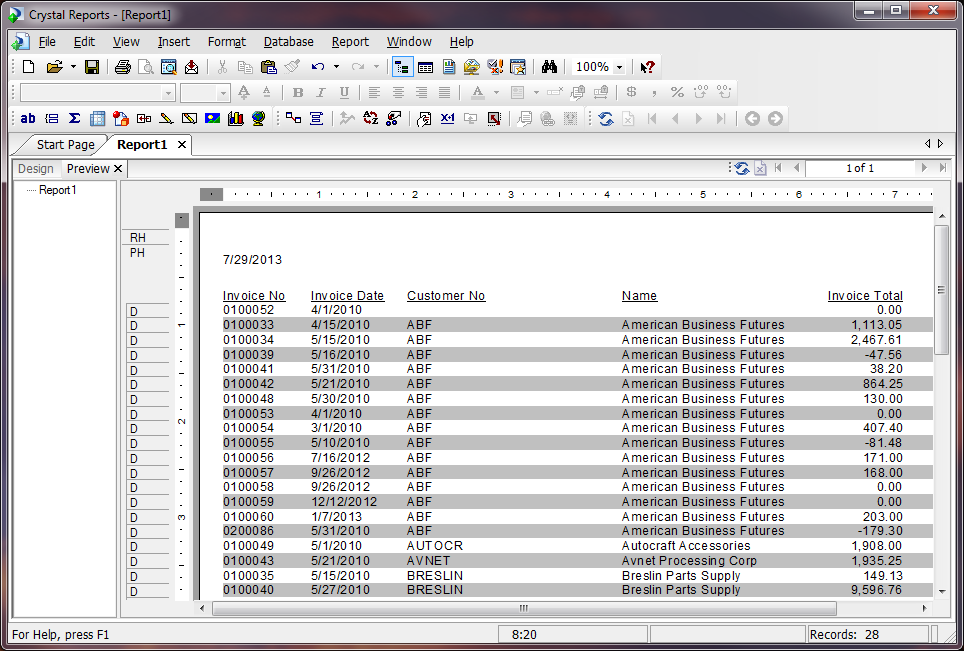 Sage 100 ERP (MAS 90) Crystal reports 6