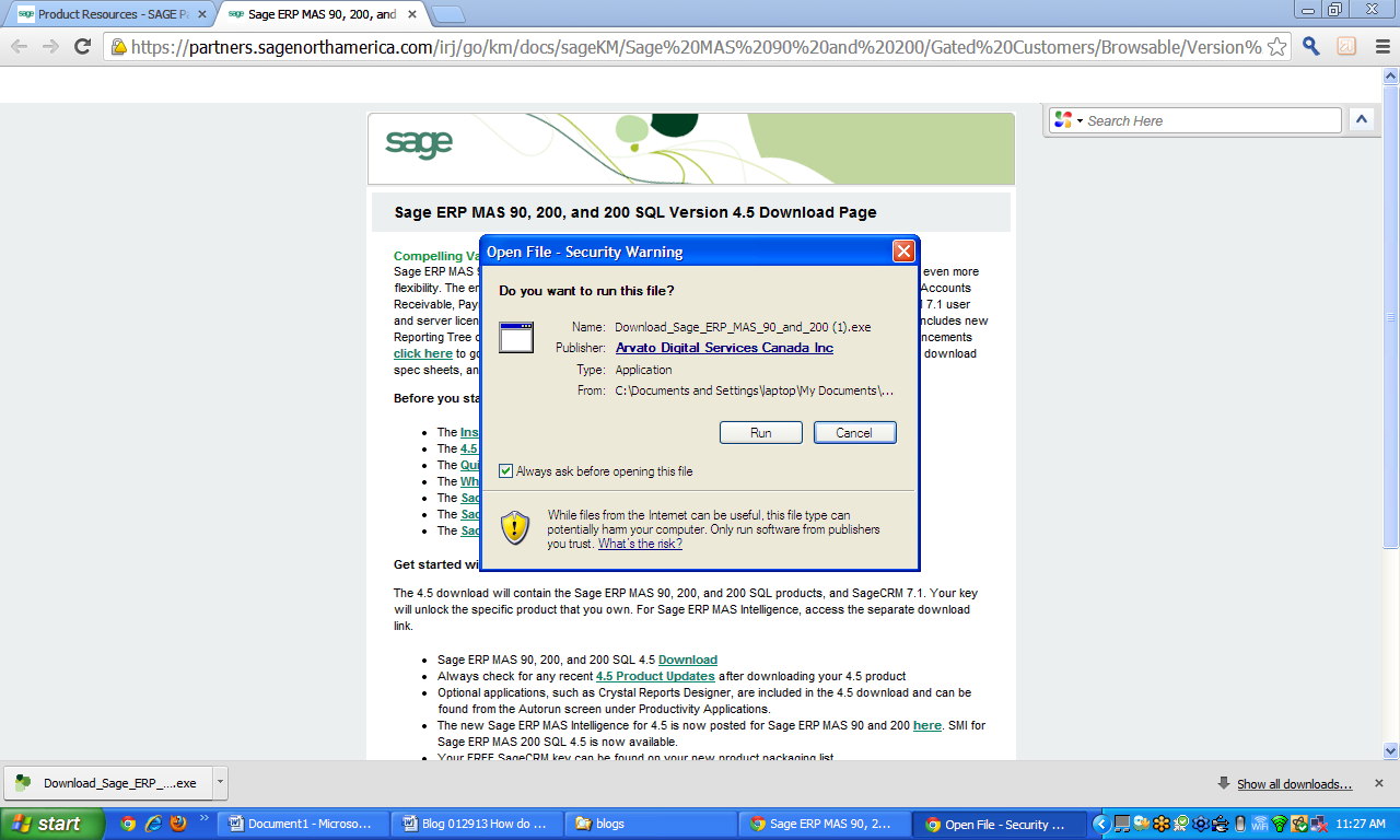 Sage 100 ERP   Download Update to Server 2