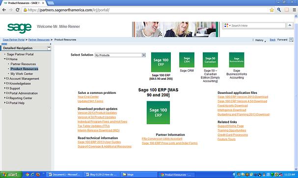 Sage 100 ERP   Download Update to Server