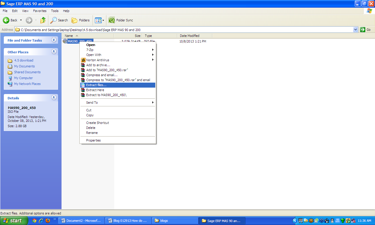 Sage 100 ERP (MAS 90) download update to server 4
