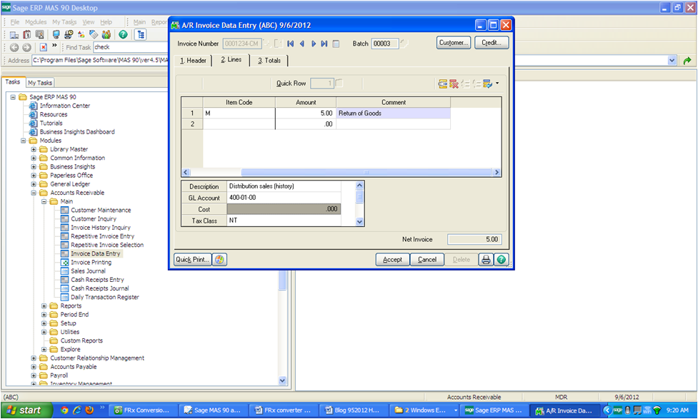 How to create a credit memo in Sage 100 ERP (formerly MAS 90 MAS 200)