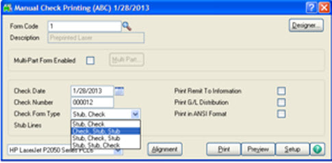 Sage 100 ERP MAS 90 Check Forms
