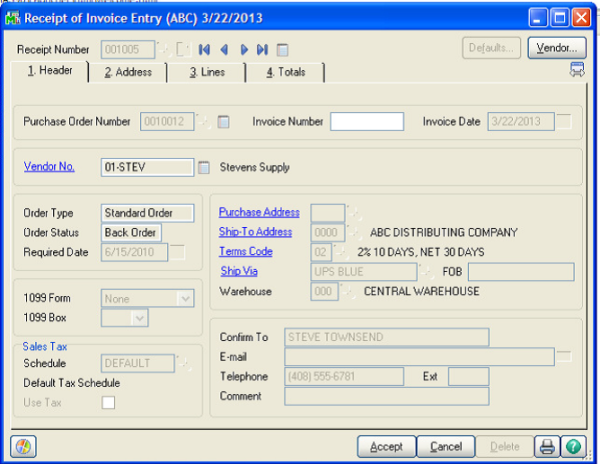 Sage 100 Consultant Tip of the Day: Purchase Order Receipt of Invoice