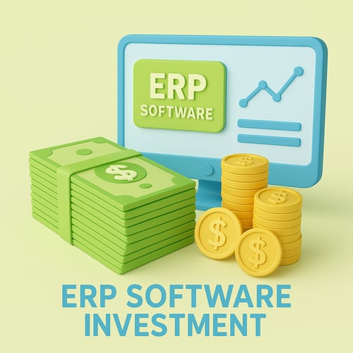 Light lime green and sky blue brand colors ERP Software Investment expensive