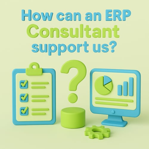 Light lime green and sky blue brand colors without a person How can an ERP Consultant support us
