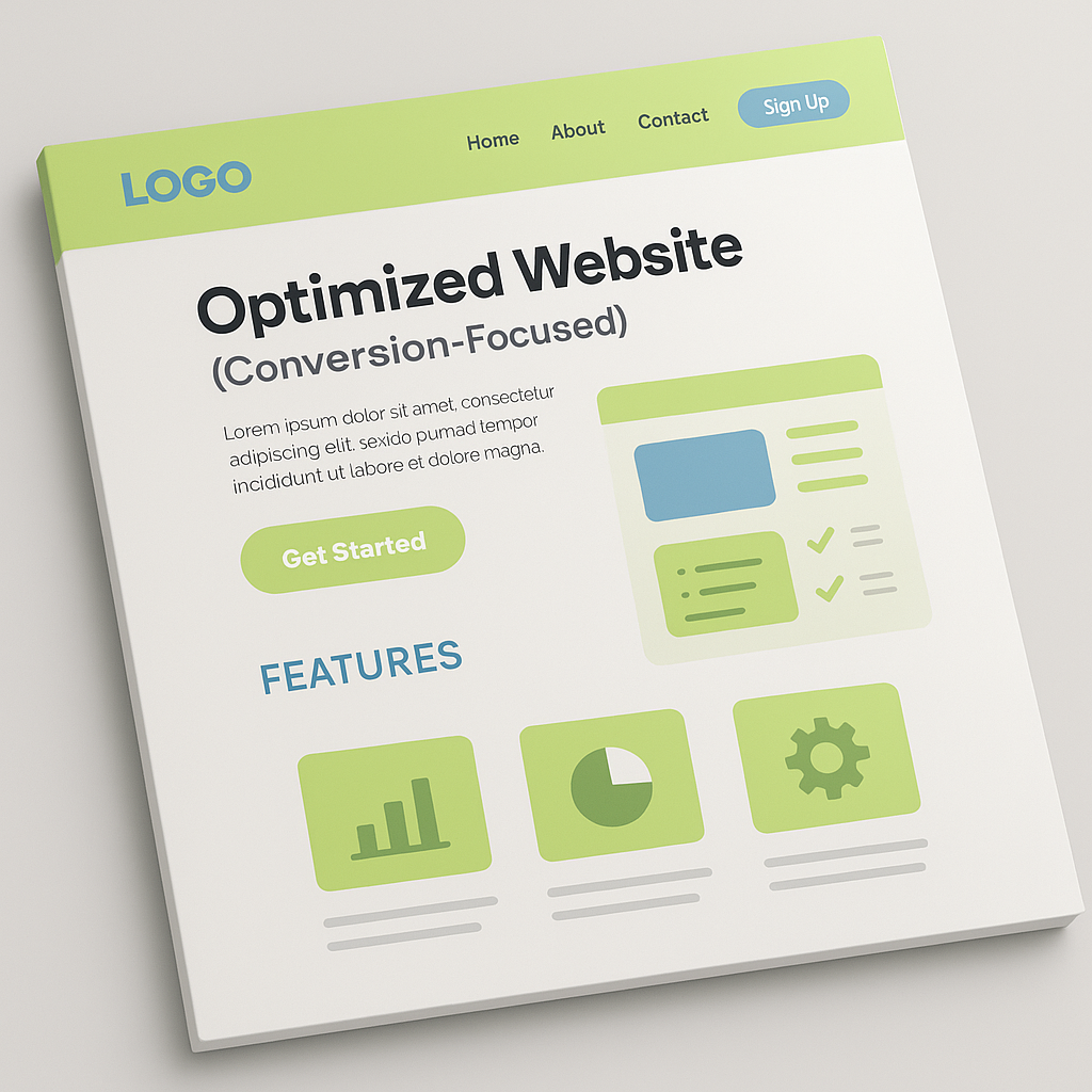 Optimized Website ConversionFocused using business colors light lime green and sky blue-1