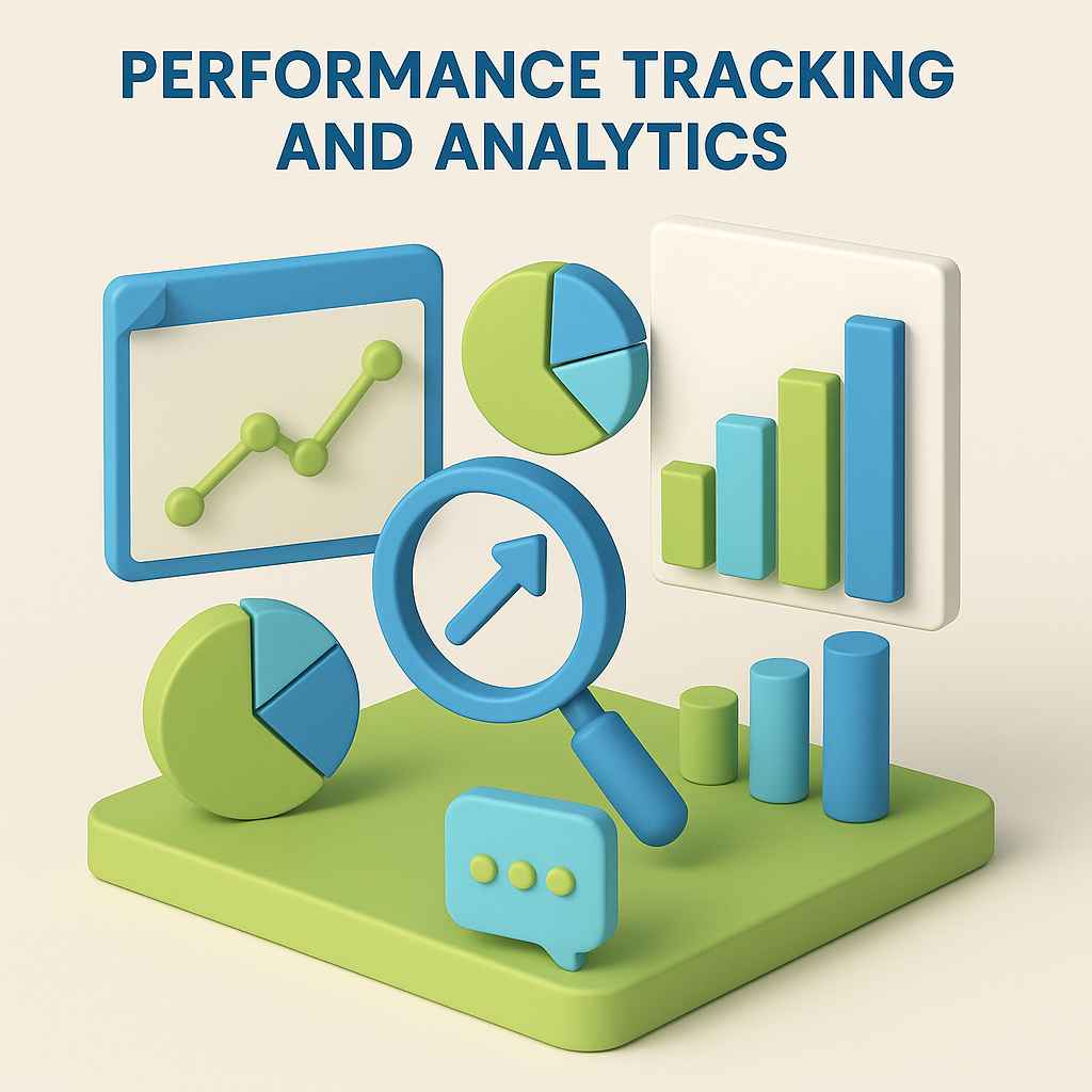 Performance Tracking and Analytics using business colors light lime green and sky blue-1