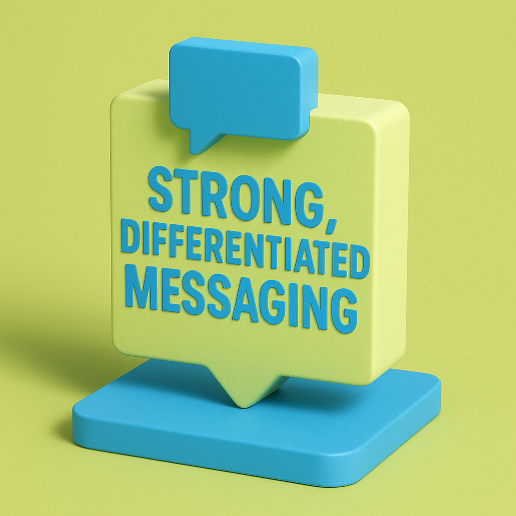 Strong Diffrentiated Messaging  Use brand colors light subtle lime green sky blue