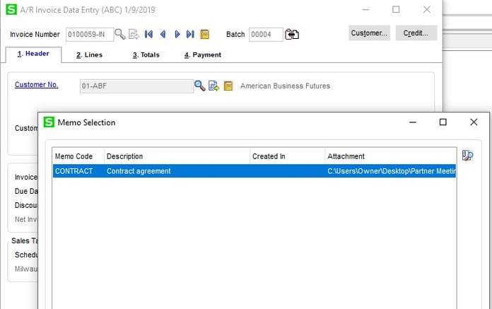 Attach Documents on Invoices in Sage 100 3