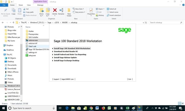 How to install Sage 100 workstation 2