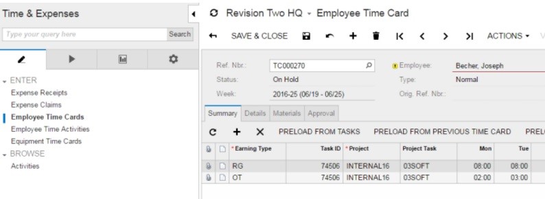 Acumatica Cloud ERP Tip: How to Post an Employee Time Card